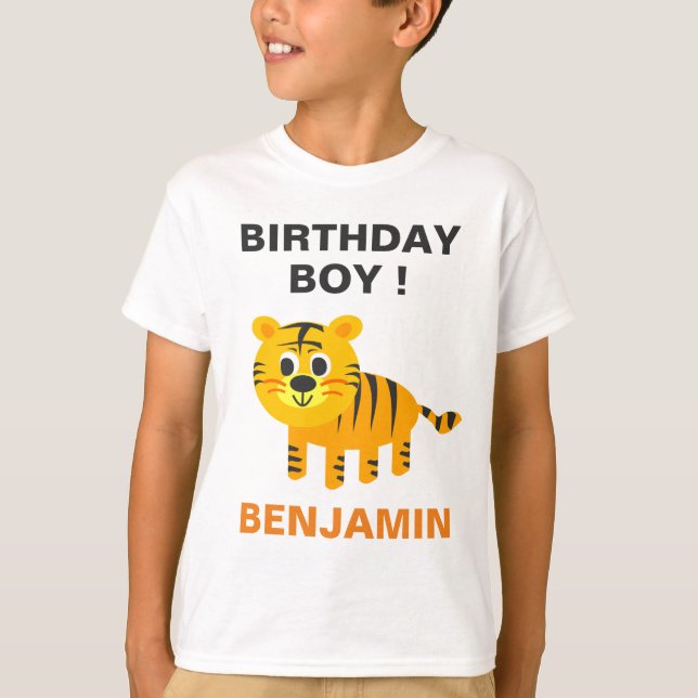 Cute Tiger Kids Birthday Party T-Shirt (Front)