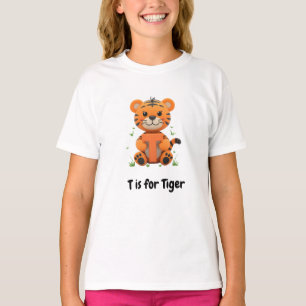 Cute Tiger Kids T-Shirt T is for Tiger Alphabet