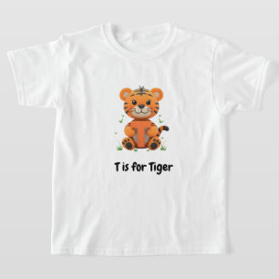 Cute Tiger Kids T-Shirt T is for Tiger Alphabet