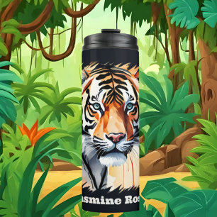 Cute tiger lovers add name  thermal tumbler