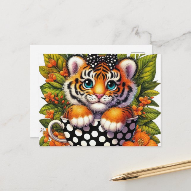 Cute tiger lovers jungle postcard (Front/Back In Situ)