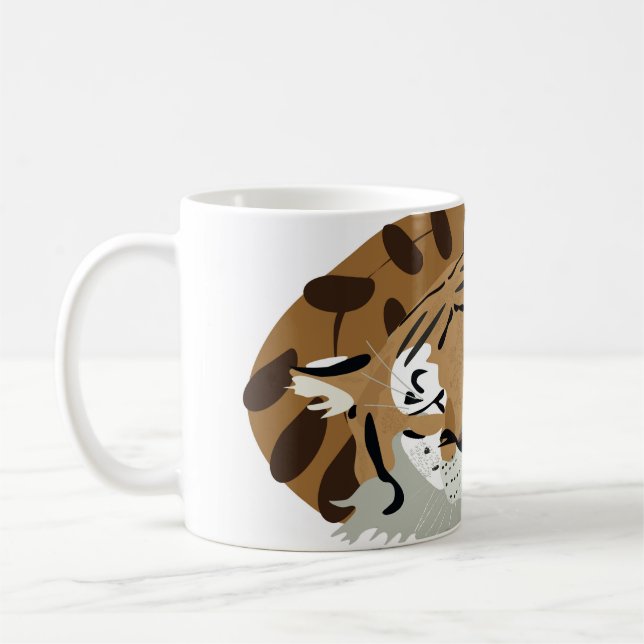 Cute tiger over sleeping. Smiling expression, happ Coffee Mug (Left)