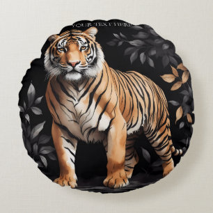 Cute Tiger Personalise Gift With Your Own Design Round Cushion