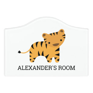 Cute Tiger Personalised Kids Room Door Sign