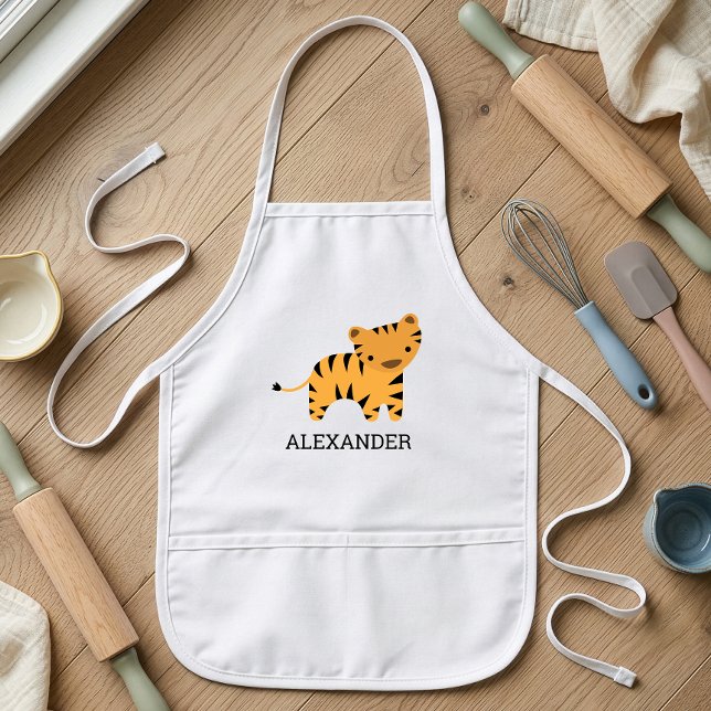 Cute Tiger Personalized Kids Apron (Creator Uploaded)