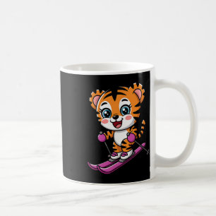 Cute Tiger Skiing Winter Snow Sports Kids Coffee Mug