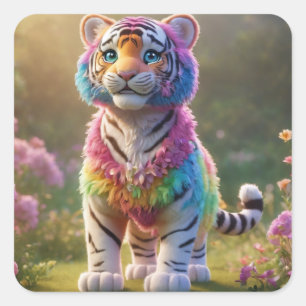 Cute tiger sticker. square sticker