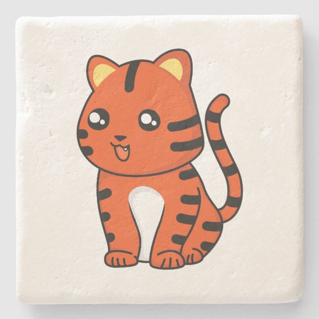 Cute Tiger Stone Coaster (Front)