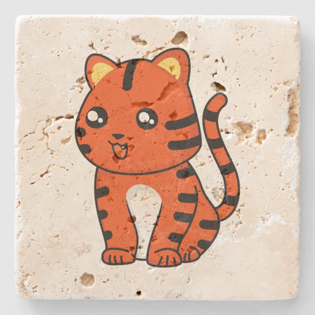 Cute Tiger Stone Coaster (Front)