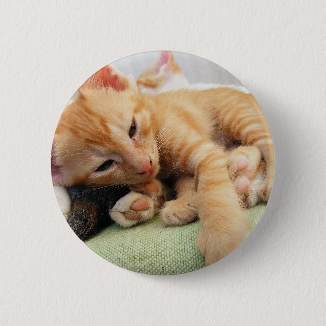 Cute Tiger Stripe Kitten 6 Cm Round Badge (Front)