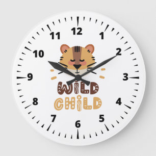 Cute Tiger Wild Child Large Clock