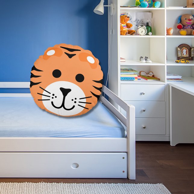 Cute Tiger Wild One Jungle Safari Animal Cartoon Round Cushion (Creator Uploaded)
