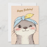 Cute Tiger with Bandana Kids Birthday Invitation