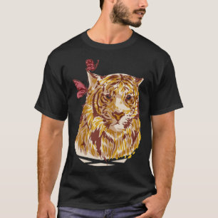 Cute tiger with butterflies safari vintage style T-Shirt