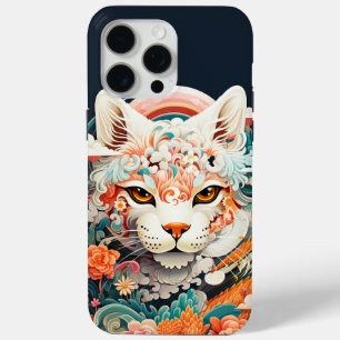 Cute Tiger with flowers Paper Cut-out iPhone 15 Pro Max Case