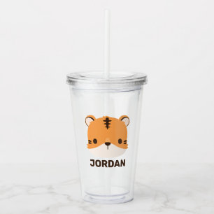 Cute Tiger with Personalised Name Acrylic Tumbler