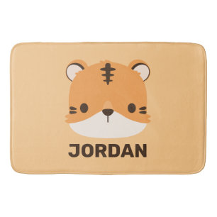Cute Tiger with Personalised Name Bath Mat