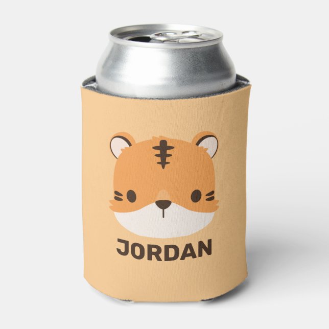Cute Tiger with Personalised Name Can Cooler (Can Front)
