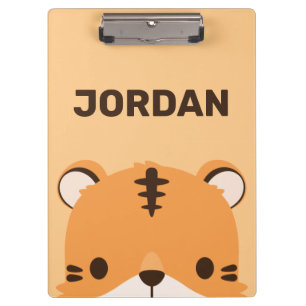 Cute Tiger with Personalised Name Clipboard
