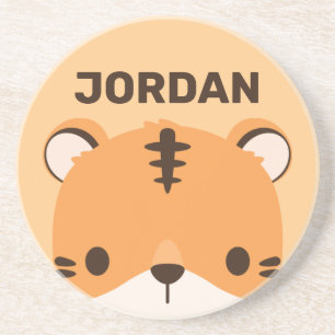 Cute Tiger with Personalised Name Coaster