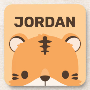 Cute Tiger with Personalised Name Coaster
