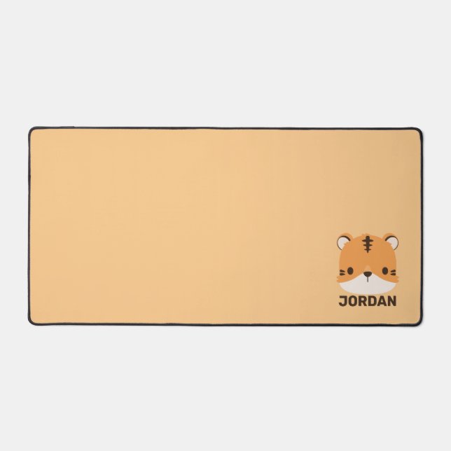 Cute Tiger with Personalised Name Desk Mat (Front)