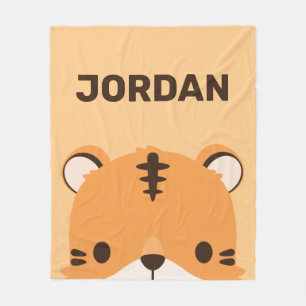 Cute Tiger with Personalised Name Fleece Blanket