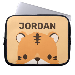 Cute Tiger with Personalised Name Laptop Sleeve