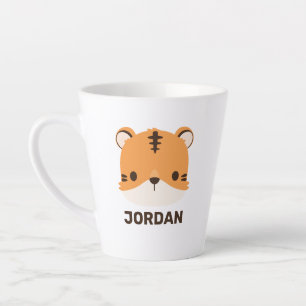 Cute Tiger with Personalised Name Latte Mug