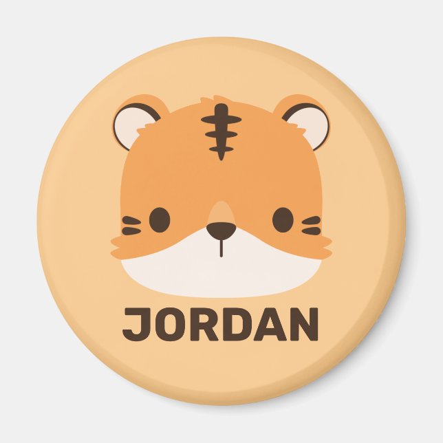 Cute Tiger with Personalised Name Magnet (Front)