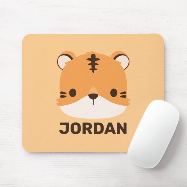 Cute Tiger with Personalised Name Mouse Mat (With Mouse)