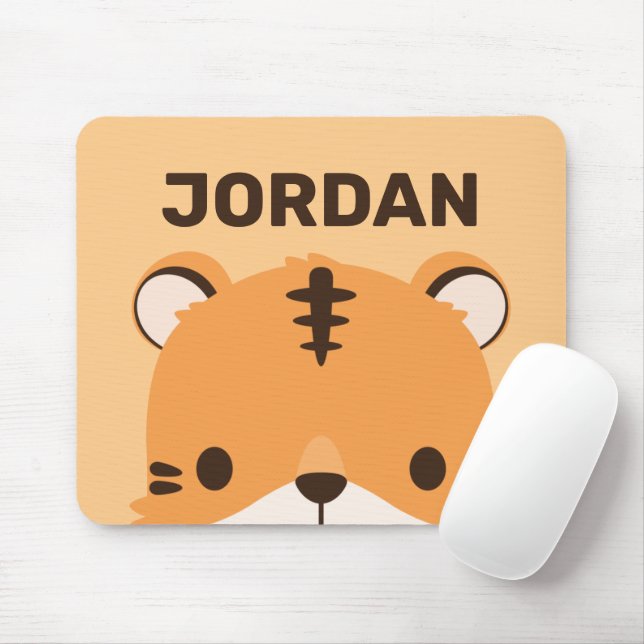 Cute Tiger with Personalised Name Mouse Mat (With Mouse)
