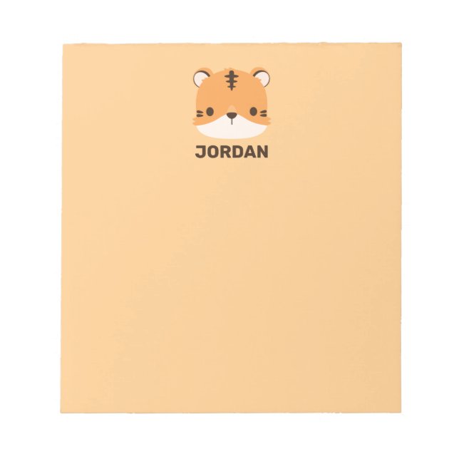 Cute Tiger with Personalised Name Notepad (Front)