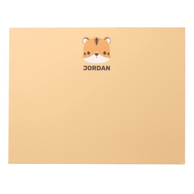 Cute Tiger with Personalised Name Notepad (Front)