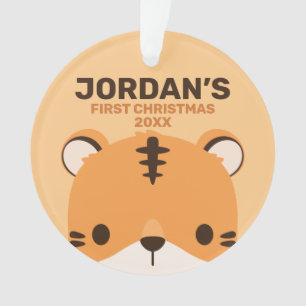 Cute Tiger with Personalised Name Ornament