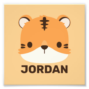Cute Tiger with Personalised Name  Photo Print