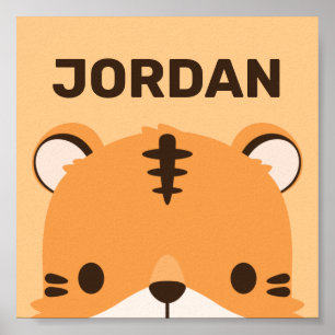 Cute Tiger with Personalised Name Poster