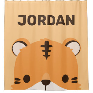 Cute Tiger with Personalised Name Shower Curtain