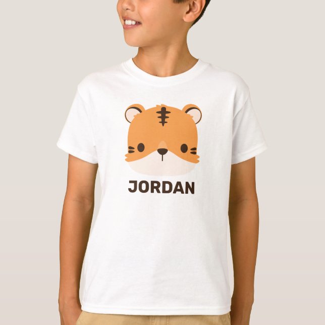 Cute Tiger with Personalised Name T-Shirt (Front)