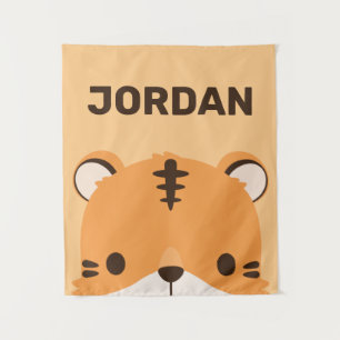 Cute Tiger with Personalised Name Tapestry
