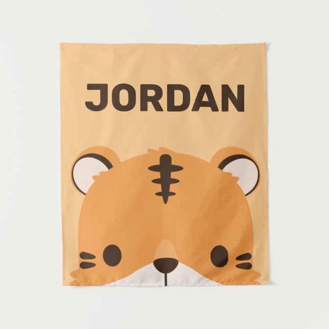 Cute Tiger with Personalised Name Tapestry (Front)