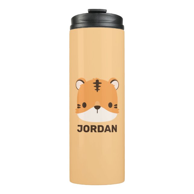 Cute Tiger with Personalised Name Thermal Tumbler (Front)