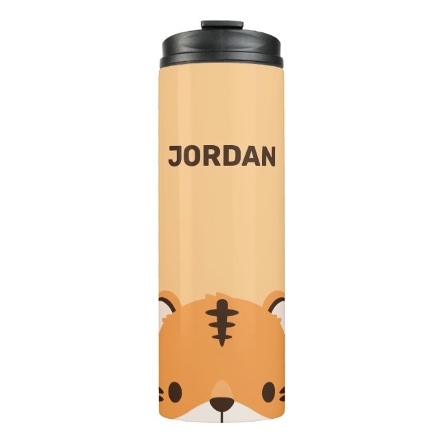 Cute Tiger with Personalised Name Thermal Tumbler (Front)