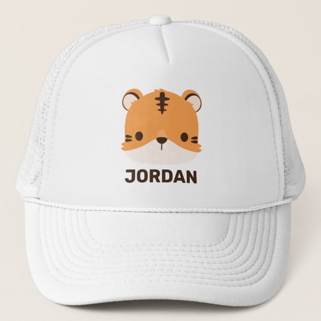 Cute Tiger with Personalised Name Trucker Hat (Front)