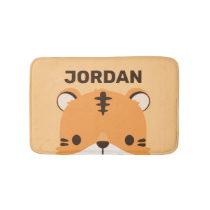 Cute Tiger with Personalized Name Bath Mat