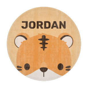 Cute Tiger with Personalized Name Cutting Board