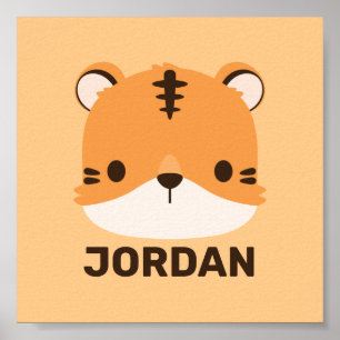 Cute Tiger with Personalized Name Poster