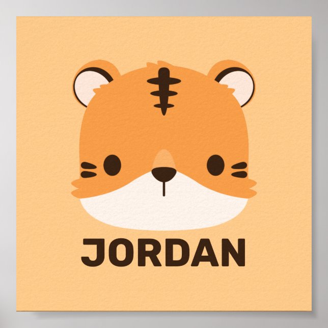 Cute Tiger with Personalized Name  Poster (Front)