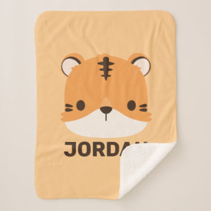 Cute Tiger with Personalized Name Sherpa Blanket