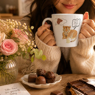 Cute tiger withe rabbit friendship \watercolor  latte mug